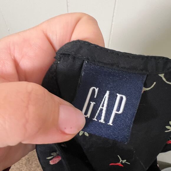 Y2K Gap Maxi Floral Tie Maxi Black Dress Size 8 - Picture 5 of 8